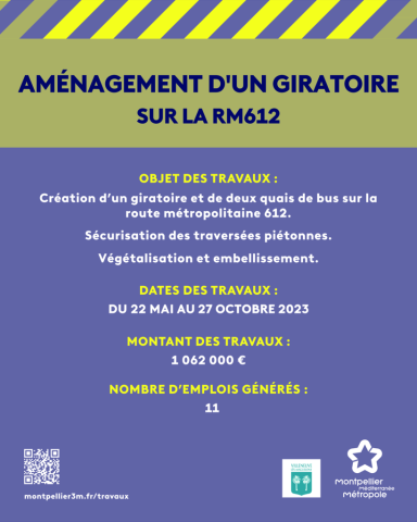 Aménagement d'un giratoire sur la RM 612 à Villeneuve-lès-Maguelone